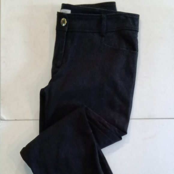Cache Black Cotton Stretch Crop Pants Gold Button Details - Picture 3 of 6